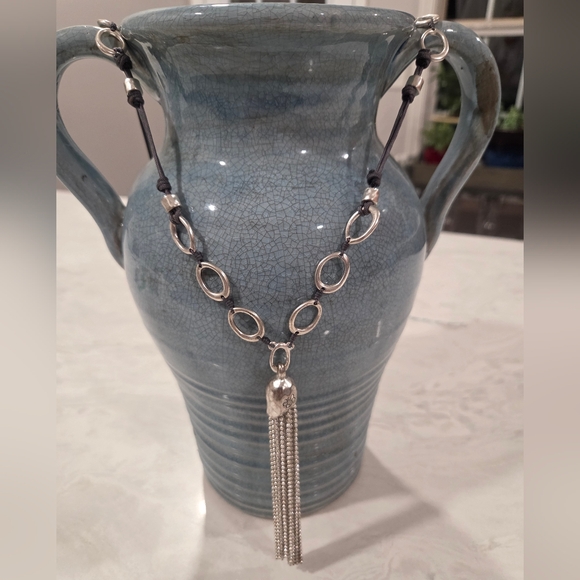 Tassel Silvertone Long Necklace - Picture 7 of 9